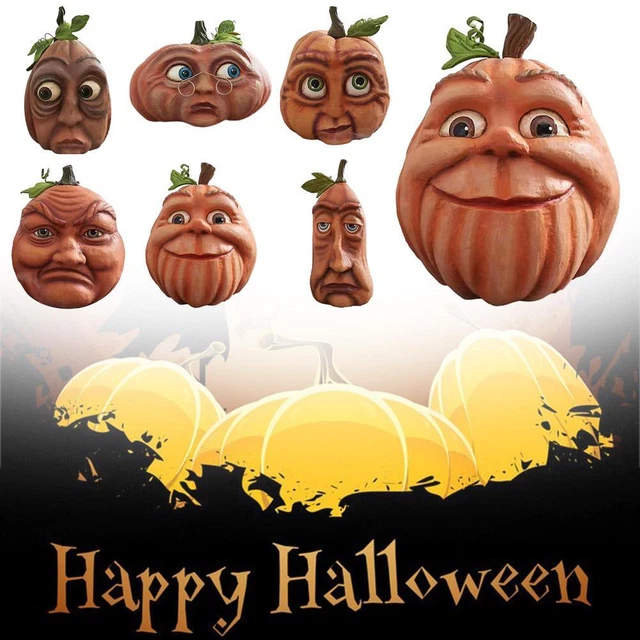 3DLifelike Halloween Resin Expressive Pumpkins Face NEW Horror HOT Outdoor Z7G5