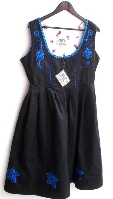 Dirndl tradizionale da donna senza maniche nero con ricamo taglia 42 di Gaudi Leathers