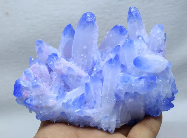 496g New Find Blue Phantom QUARTZ Crystal Cluster Specimen 2