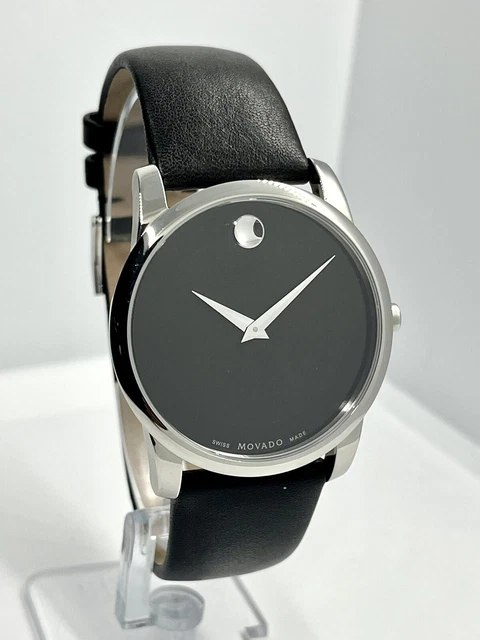 Movado Men's Museum Classic Silver/Black Leather Band 40mm Watch 0607269 2