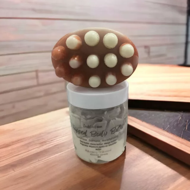 Mantequilla corporal y jabón de madera de teca de caoba para hombre