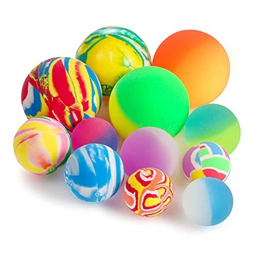 Pllieay 12PCS Balles rebondissantes 3 Tailles Couleurs mélangées, Balles rebondi