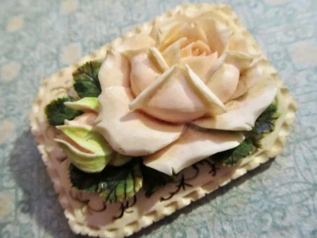 Vintage Deeply Carved Celluloid Rose Flower Pin Brooch Pin Stem Marked Silver