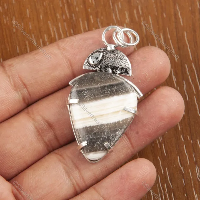 Natural Zebra Jasper Gemstone Pendant 925 Sterling Silver Jewelry For Girls