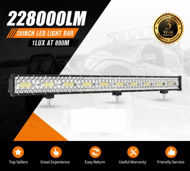 28inch CREE LED Light Bar Spot Beam Triple Row Work Driving Lamp 4WD 28"