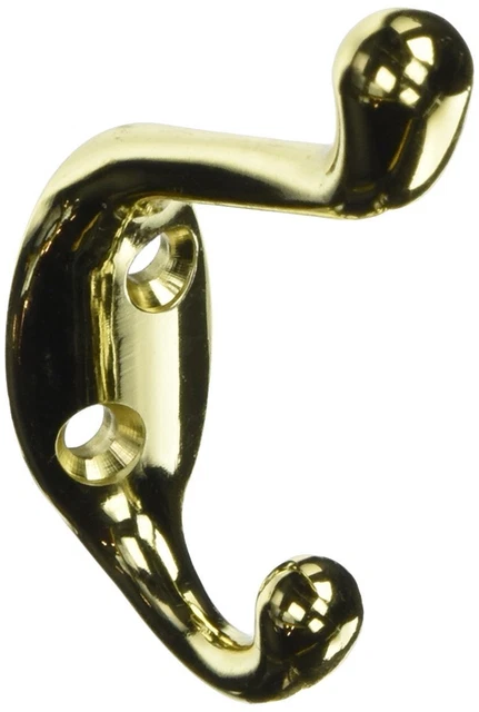 Stanley National Hardware V8005 3-1/2" Basic Coat & Hat Hooks in Polished Brass