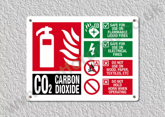 CO2 Fire Extinguisher Metal Wall Sign A5 Printed High Quality