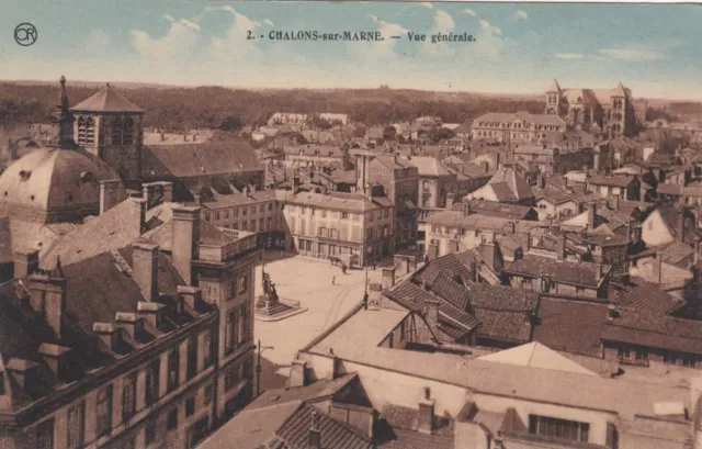CPA 51 CHALONS sur MARNE Vue Générale carte colorisé
