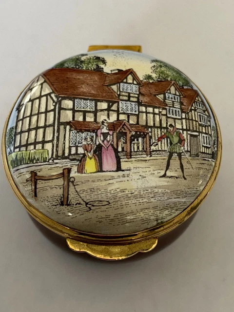 Vintage Crummles Enamel Shakesphere Birth Place Trinket Box #900