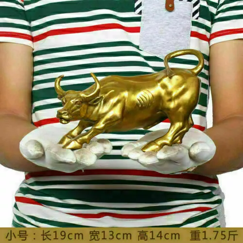 8inch ( Length ) Big Wall Street Bronze@@ Fierce Bull OX Statue-Brass A