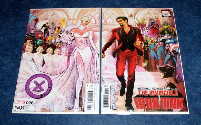 WEDDING CONNECTING variant set (2) X-MEN 26 INVINCIBLE IRON MAN 10 EMMA FROST NM