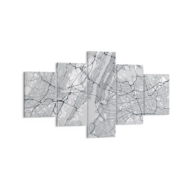 Quadro Su Tela Islandburner New York City | 130x80cm 3 Pannelli | Poster Mappa USA Per Arredo Soggiorno