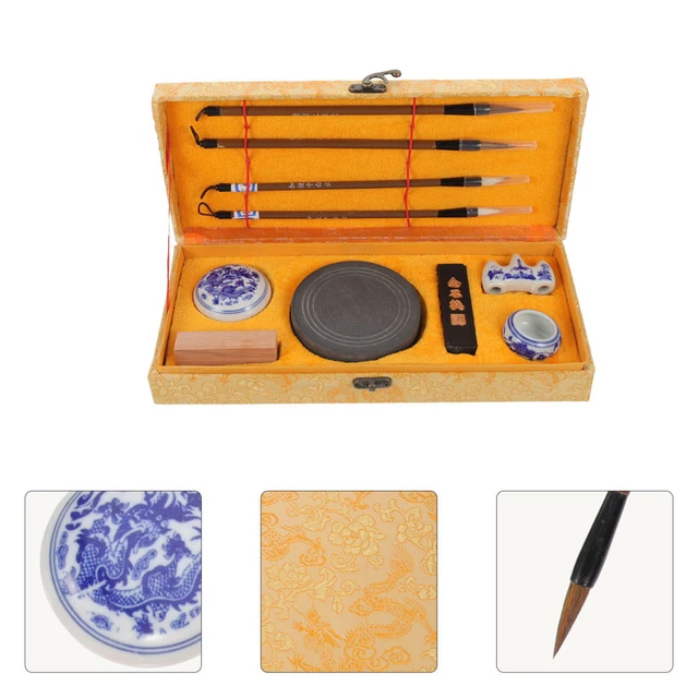 STOBOK Lot De 4 Pierres D'Encre Calligraphie - Encrier Naturel Chinois Duan Yan - Quatre Trésors De L'Étude