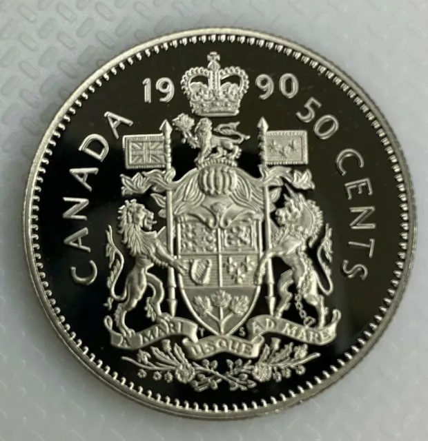 1990 Canada 50 Cents Proof Half Dollar Heavy Cameo Coin