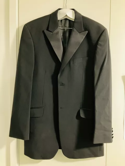 Moss Bros - Black Tuxedo Jacket + Trousers: Waist 36 R / Jacket 40 L