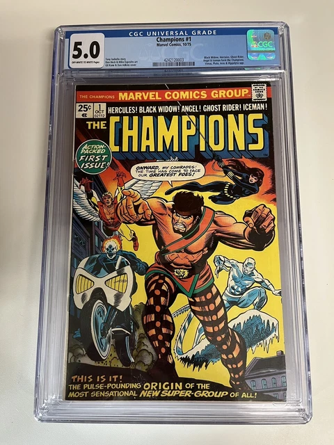 The Champions #1 CGC 5.0 Marvel OW-W Pages Key 1975 Black Widow Ghost Rider