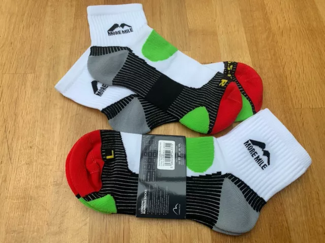 2 Pairs Of More Mile London Running Socks - White with Red Toe