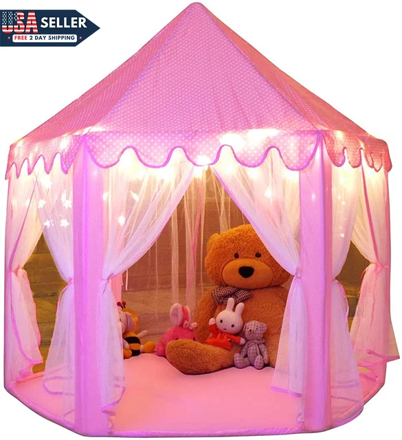 Monobeach Princess Tent Girls Large Playhouse Kids Castle Play Tent with Star Li