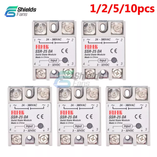 1/2/5/10PCS SSR-25DA Solid State Relay Module 25A DC 3V-32V to AC 24V-380V