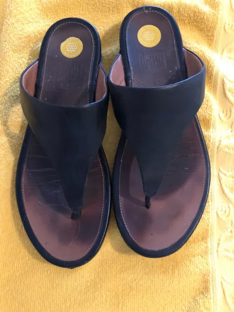 Black Fitflop 41 Thong Sandal Flip Flop Shoes Leather Women’s