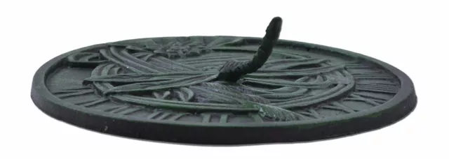 Dragonfly Garden Sundial Green Cast Iron 9.75" Wide Decorative