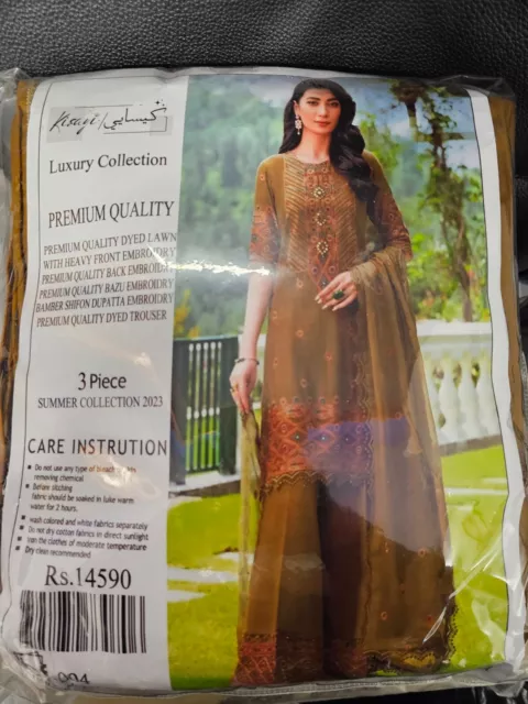 Kisayi abito di design senza cuciture donna pakistana 3 pezzi completo ricamato 3
