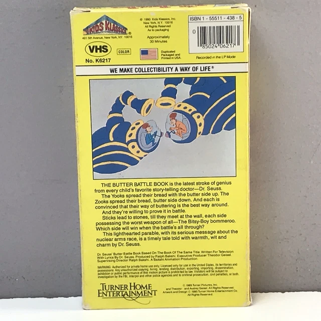 DR. SEUSS THE Butter Battle Book VHS Video Tape 1990 BUY 2 GET 1 FREE