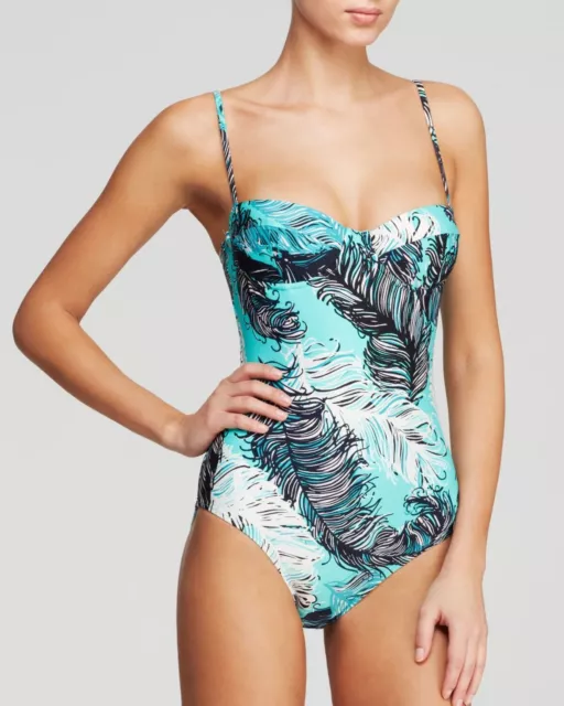 Kate Spade Underwire Maillot Harbour Island One Piece Swimsuit Pool Blue Small