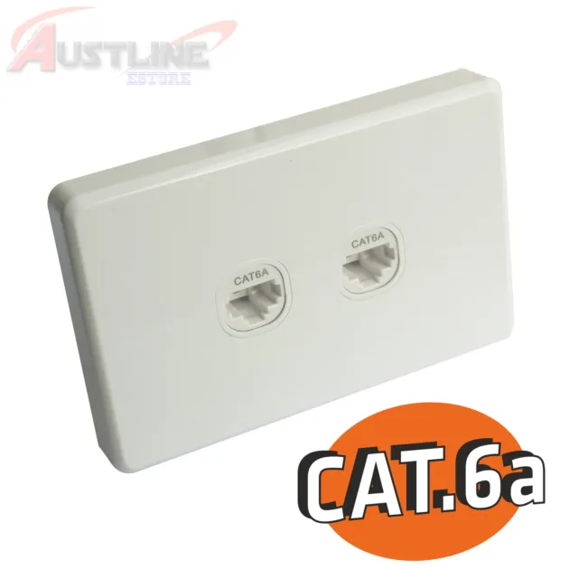 Cat6a RJ45 2Gang Wall Plate Clipsal Style Network LAN 2Port +C-Clip Aw2C6a