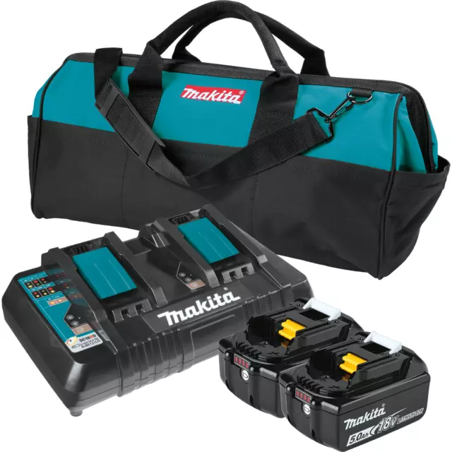 Makita BL1850B2DC2X-R BL1850B-2 Dual Bay Charger Starter Pack w/Bag  (5.0Ah)