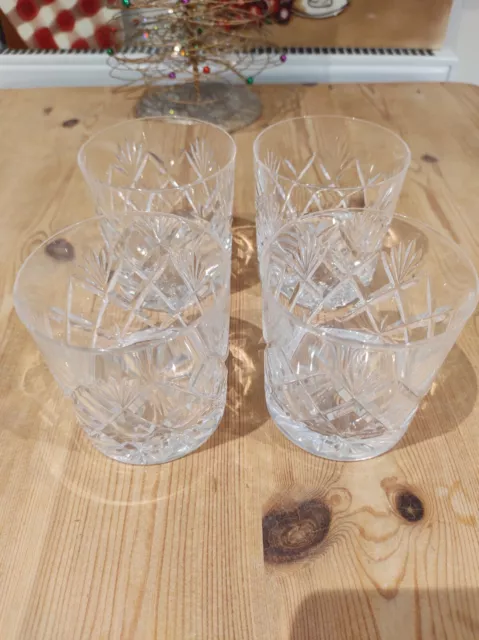 Edinburgh crystal whiskey glass tumblers x 4 glasses - pineapple cut