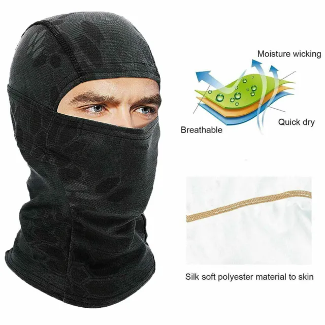 Balaclava Face Mask UV Protection Ski Sun Hood Tactical for Men Women Camo Black