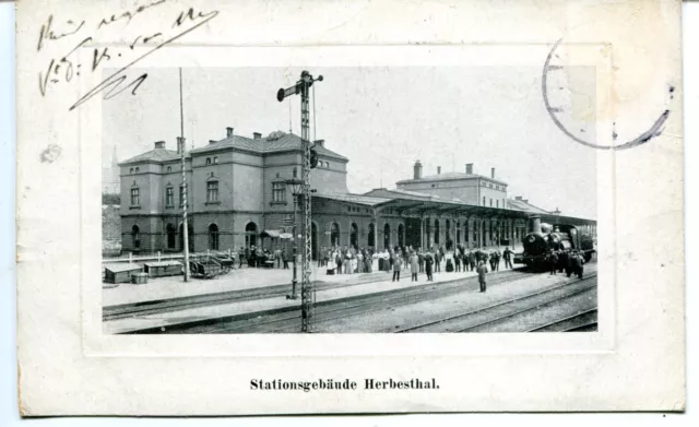 Belgique Allemagne Herbesthal Chemin de Fer Station Et Train 1905 Carte Postale