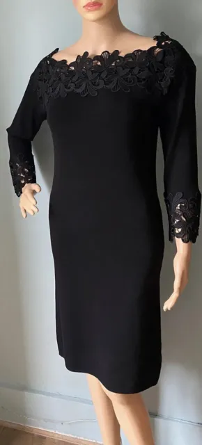 Next Womens Bodycon Stretch Party Dress Floral Lace Detail UK Size 8 Black BNWT