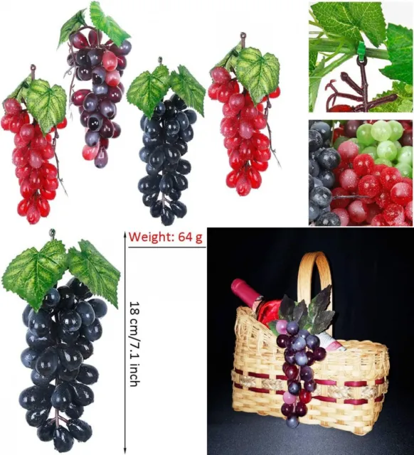 WEIWUXIAN UVA ARTIFICIALE Decorativa, 3 Grappoli Frutta Finta, Uva EUR  28,52 - PicClick IT