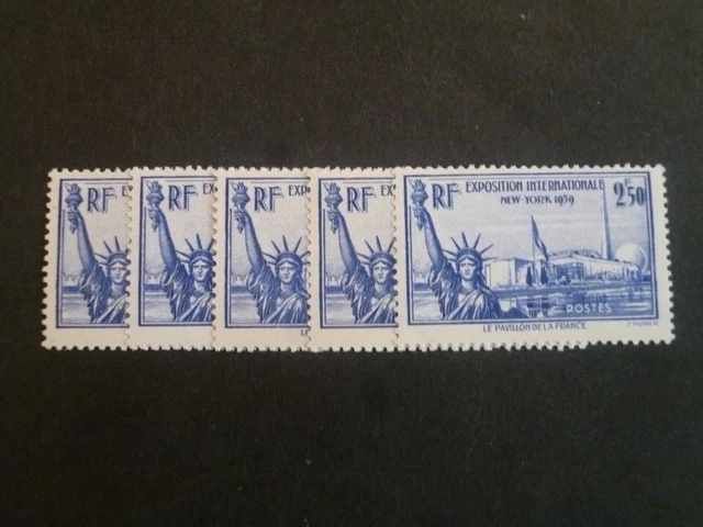 Tp France Neuf **  1940 N° 458 Lot De Cinq  Cote 175 €