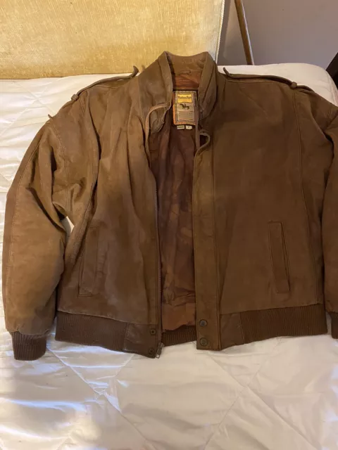 HUNTERS RUN BROWN Suede Leather Coat Bomber Jacket Size M 35.00 PicClick