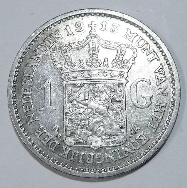 XT - NETHERLANDS - Wilhelmina I (1890-1948) Gulden 1913 0,945 Silver - EXCELLENT