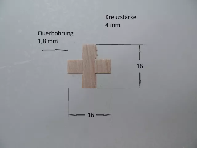 10 St. Rosenkranz-Holz-Kreuze-Basteln Zubehör 1,6 x 1,6 cm hell lackiert Neuware 3