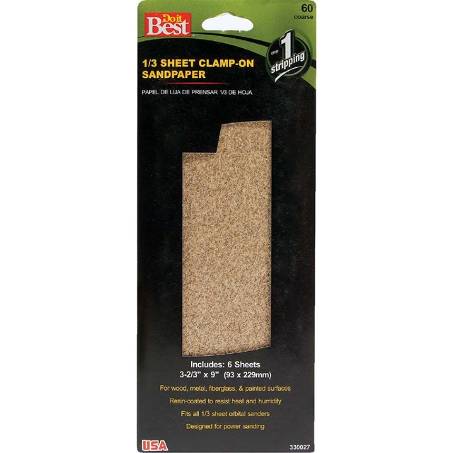 Hazlo Best óxido de aluminio 60C grano 1/3 hoja hoja hoja de lijado eléctrico paquete de 6