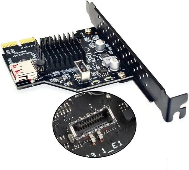 USB 3.1 Front Panel Socket & USB 2.0 to PCI-E Express Card Adapter for Motherboa