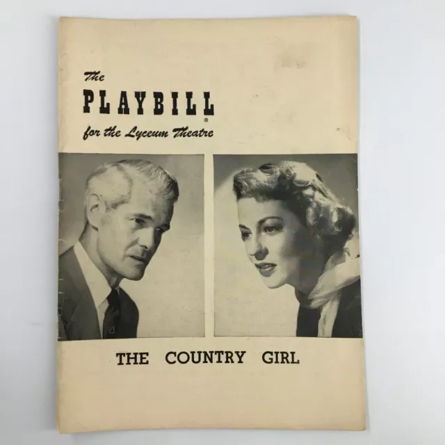 1951 Playbill Lyceum Theatre Paul Kelly, Uta Hagen in The Country Girl