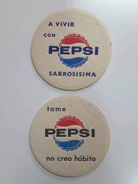 2 Pepsi Cola Coaster Set Spanish 60s Bottle Cap Rare
