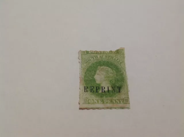 Sth Australia 1d Green  reprint seven seas 1/5 damaged at top