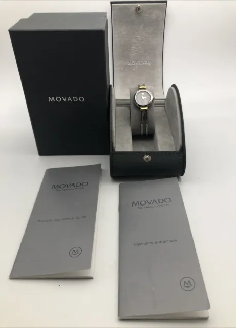 Ladies MOVADO Quartz Watch Museum Dial 97.A1.809.A Box Papers Running 6" Wrist