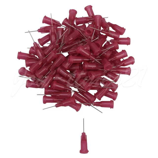 100 x Red 1/2" Blunt For Liquid Dispenser Adhesive Glue 25Ga