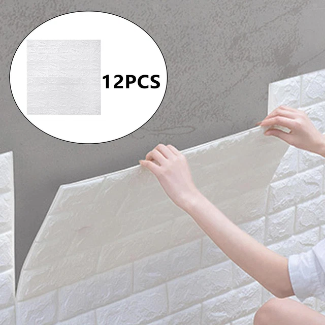 12 Pieces 3D Brick Wall Panels Wall Tiles Wall Stickers for Kitchen TV Wall