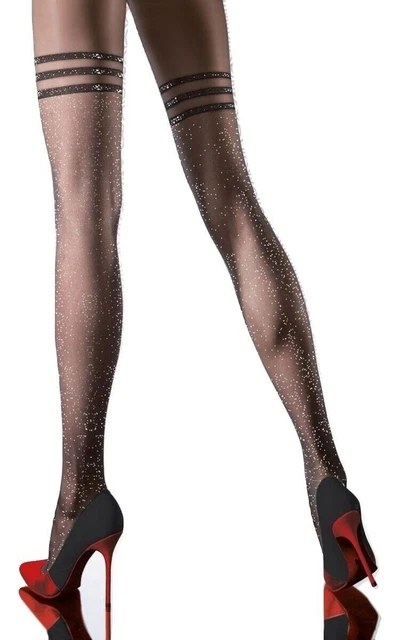Collant Sans Couture 5 Orteils Huilé Brillant Transparent – Taille Unique, Noir, Pour Effet Glamour