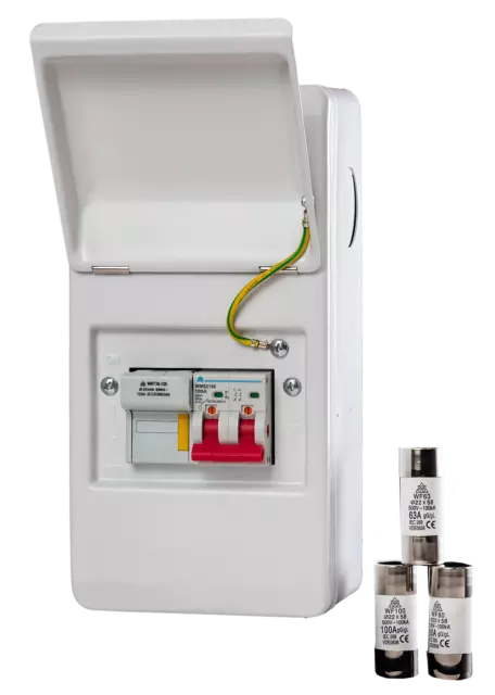 WCED Metal Domestic Mains Fuse Switch with 63A/80A/100A fuses WMFS100/3F