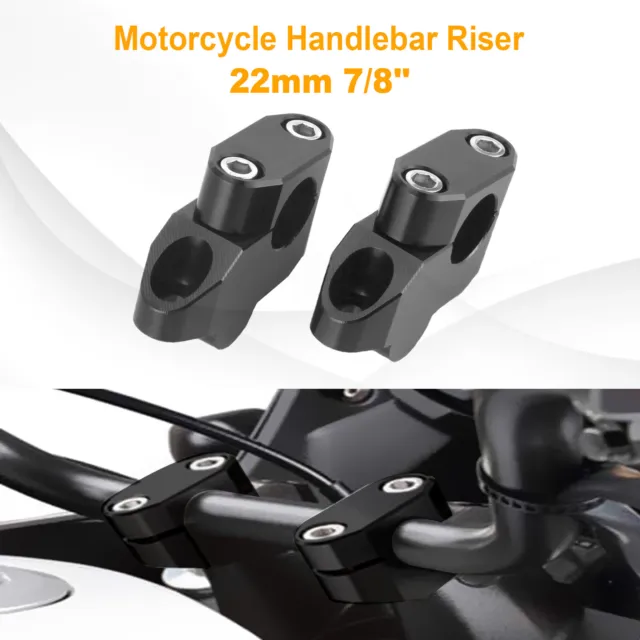 Black 22mm 7/8'' Motorcycle HandleBar Handle Bar Mount Clamps Riser Universal